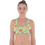 Flower Flora Floral Nature Pattern Seamless Cross Back Hipster Bikini Top 