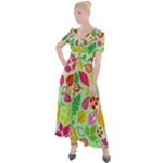 Flower Flora Floral Nature Pattern Seamless Button Up Short Sleeve Maxi Dress