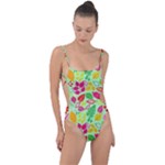 Flower Flora Floral Nature Pattern Seamless Tie Strap One Piece Swimsuit