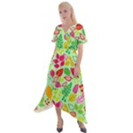 Flower Flora Floral Nature Pattern Seamless Cross Front Sharkbite Hem Maxi Dress