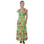 Flower Flora Floral Nature Pattern Seamless Flutter Sleeve Maxi Dress