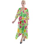 Flower Flora Floral Nature Pattern Seamless Quarter Sleeve Wrap Front Maxi Dress