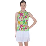 Flower Flora Floral Nature Pattern Seamless Women s Sleeveless Polo T-Shirt