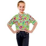 Flower Flora Floral Nature Pattern Seamless Kids Mock Neck T-Shirt