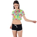 Flower Flora Floral Nature Pattern Seamless Tie Back Short Sleeve Crop T-Shirt