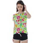 Flower Flora Floral Nature Pattern Seamless Short Sleeve Open Back T-Shirt