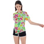 Flower Flora Floral Nature Pattern Seamless Asymmetrical Short Sleeve Sports T-Shirt