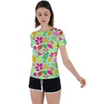 Flower Flora Floral Nature Pattern Seamless Back Circle Cutout Sports T-Shirt