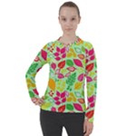 Flower Flora Floral Nature Pattern Seamless Women s Pique Long Sleeve T-Shirt