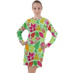 Flower Flora Floral Nature Pattern Seamless Long Sleeve Hoodie Dress