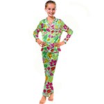 Flower Flora Floral Nature Pattern Seamless Kids  Satin Long Sleeve Pajamas Set