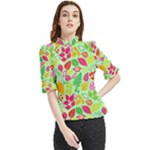 Flower Flora Floral Nature Pattern Seamless Frill Neck Blouse