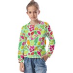 Flower Flora Floral Nature Pattern Seamless Kids  Long Sleeve T-Shirt with Frill 