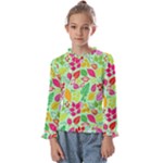 Flower Flora Floral Nature Pattern Seamless Kids  Frill Detail T-Shirt