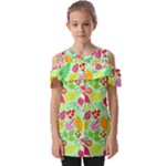 Flower Flora Floral Nature Pattern Seamless Fold Over Open Sleeve Top