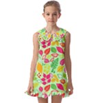 Flower Flora Floral Nature Pattern Seamless Kids  Pilgrim Collar Ruffle Hem Dress