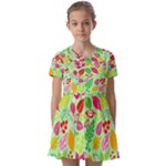 Flower Flora Floral Nature Pattern Seamless Kids  Short Sleeve Pinafore Style Dress