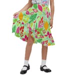 Flower Flora Floral Nature Pattern Seamless Kids  Ruffle Flared Wrap Midi Skirt