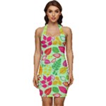 Flower Flora Floral Nature Pattern Seamless Sleeveless Wide Square Neckline Ruched Bodycon Dress