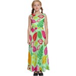 Flower Flora Floral Nature Pattern Seamless Kids  Satin Sleeveless Maxi Dress