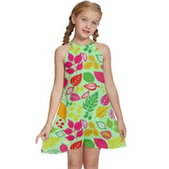 Kids  Halter Collar Waist Tie Chiffon Dress 