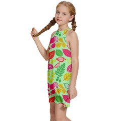 Kids  Halter Collar Waist Tie Chiffon Dress 