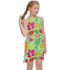 Kids  Halter Collar Waist Tie Chiffon Dress 