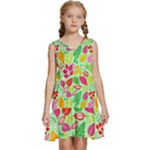 Flower Flora Floral Nature Pattern Seamless Kids  Sleeveless Tiered Mini Dress