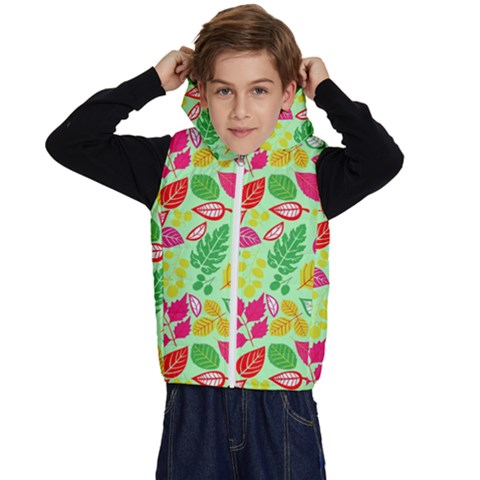 Flower Flora Floral Nature Pattern Seamless Kids  Stylish Hooded Puffer Vest from ArtsNow.com