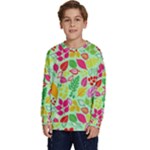 Flower Flora Floral Nature Pattern Seamless Kids  Crewneck Sweatshirt