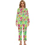 Flower Flora Floral Nature Pattern Seamless Womens  Long Sleeve Lightweight Pajamas Set