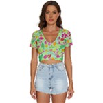 Flower Flora Floral Nature Pattern Seamless V-Neck Crop Top