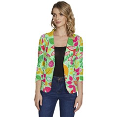 Women s One-Button 3/4 Sleeve Short Jacket 