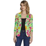 Flower Flora Floral Nature Pattern Seamless Women s One-Button 3/4 Sleeve Short Jacket