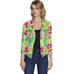 Flower Flora Floral Nature Pattern Seamless Women s Casual 3/4 Sleeve Spring Jacket