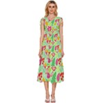 Flower Flora Floral Nature Pattern Seamless V-Neck Drawstring Shoulder Sleeveless Maxi Dress