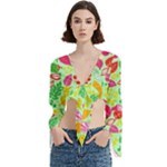 Flower Flora Floral Nature Pattern Seamless Trumpet Sleeve Cropped Top