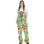 Flower Flora Floral Nature Pattern Seamless Women s Front Zip Ski And Snowboard Bib Pants