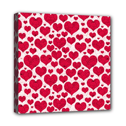 Hearts Valentine Pattern Seamless Mini Canvas 8  x 8  (Stretched) from ArtsNow.com