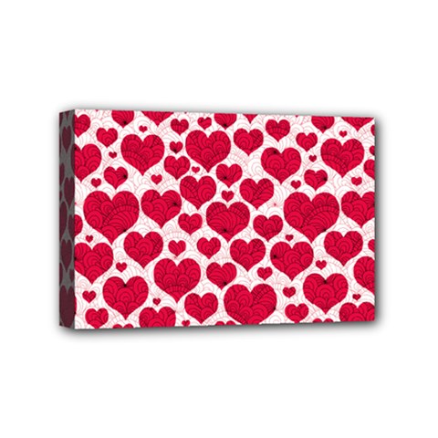 Hearts Valentine Pattern Seamless Mini Canvas 6  x 4  (Stretched) from ArtsNow.com