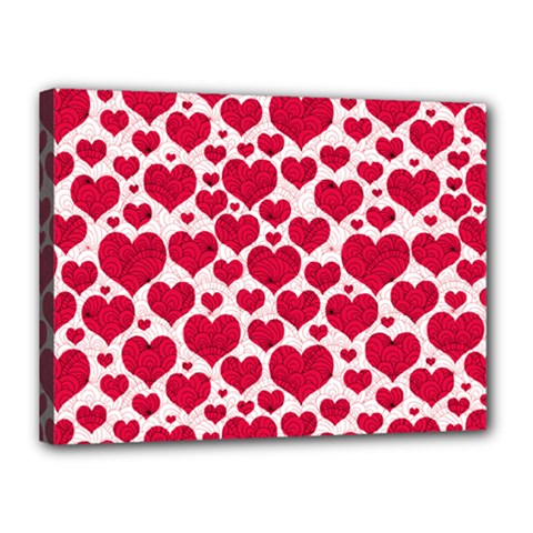 Hearts Valentine Pattern Seamless Canvas 16  x 12  (Stretched) from ArtsNow.com