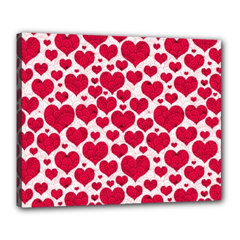 Hearts Valentine Pattern Seamless Canvas 20  x 16  (Stretched) from ArtsNow.com