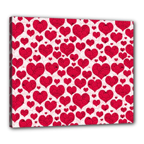 Hearts Valentine Pattern Seamless Canvas 24  x 20  (Stretched) from ArtsNow.com