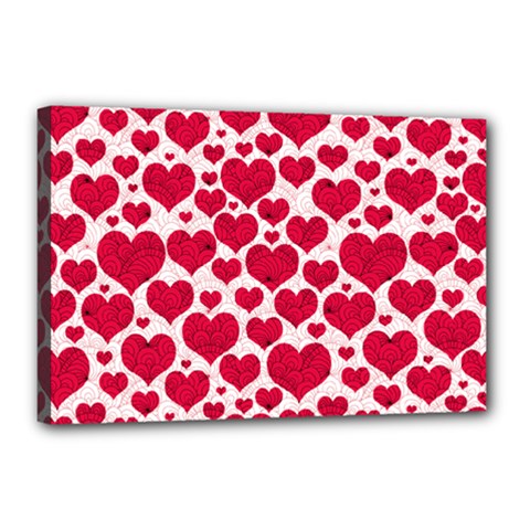 Hearts Valentine Pattern Seamless Canvas 18  x 12  (Stretched) from ArtsNow.com