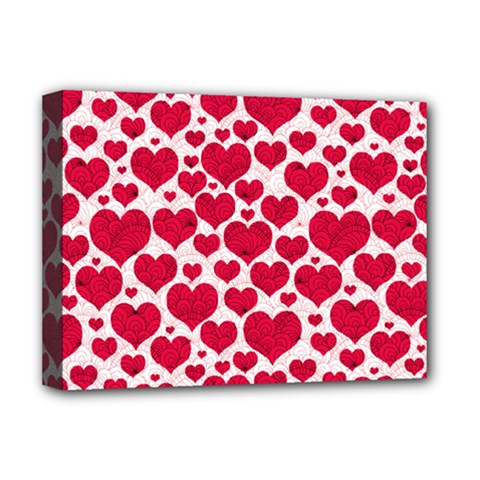 Hearts Valentine Pattern Seamless Deluxe Canvas 16  x 12  (Stretched)  from ArtsNow.com