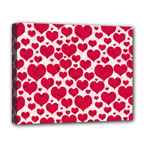 Hearts Valentine Pattern Seamless Deluxe Canvas 20  x 16  (Stretched) from ArtsNow.com