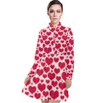 Hearts Valentine Pattern Seamless Long Sleeve Chiffon Shirt Dress