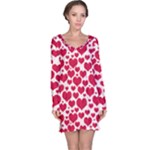 Hearts Valentine Pattern Seamless Long Sleeve Nightdress