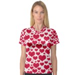 Hearts Valentine Pattern Seamless V-Neck Sport Mesh T-Shirt