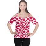 Hearts Valentine Pattern Seamless Cutout Shoulder T-Shirt